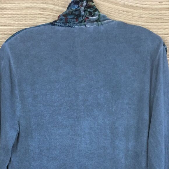 Johnny Was Velvet Teal Drape Open Front Sweater Cardigan In Team Size XS - Picture 8 of 13